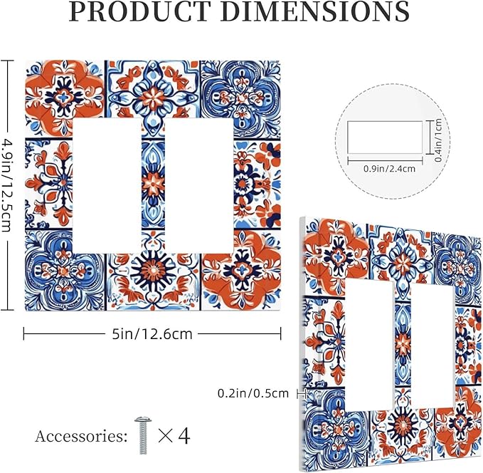 Decorative Outlet Covers Colorful Talavera Mexican Tile 2 Gang Double Gfci Rocker Electrical Wall Panels Light Switch Cover Plate For Bathroom Kitchen Decor