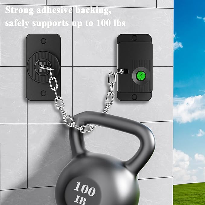 Fingerprint Child Proof Door Lock, Refrigerator Lock with Fingerprint & Door Locks for Kids safety, for Door Lock, Cabinet Locks and Window Locks, Strong Adhesive No Drilling (Black)