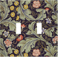 Boho William Morris Floral Green Leaves Flower Decorative Switch Plates 2 Gang Double Toggle Outlet Light Switch Cover Wall Plate Electrical Faceplate for Farmhouse Home Decor