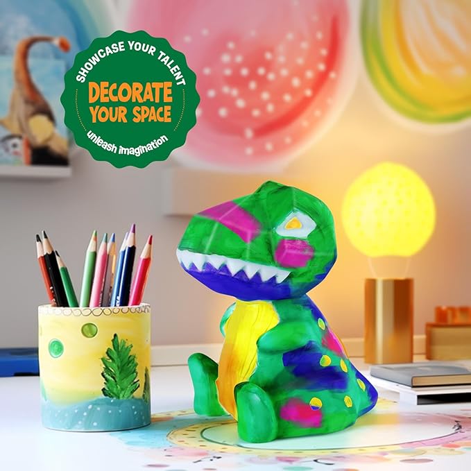 LAOESE Paint Your Own Dinosaur Lamp Kit, Art Supplies Kids Paint Set, Arts and Crafts for Kids Ages 8-12, Dinosaur Toys Girls Boys Birthday Gifts for Kids Ages 3 4 5 6 7 8 9 10 11 12+