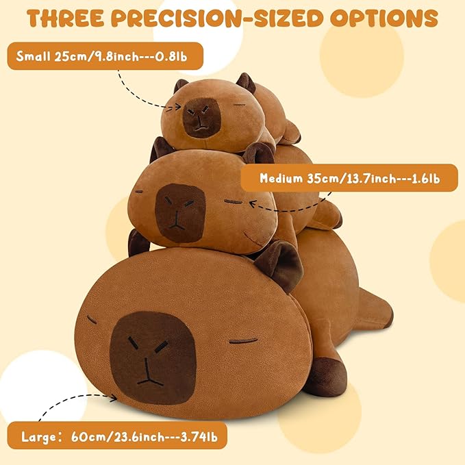 TOYSYM Weighted Stuffed Animals, Capybara Plush with Weighted Beads, Cute Capybara Stuffed Animals Pillow Gifts for Adults Kids Boys Girls 9.8inch