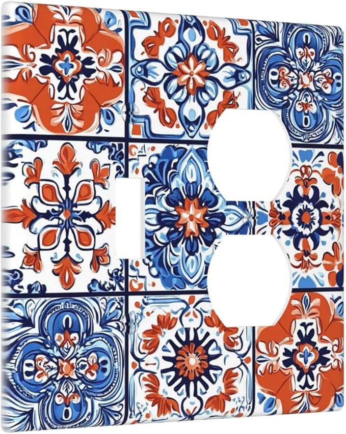 Wallplates Colorful Talavera Mexican Tile 1 Toggle 1 Duplex Switch Plate Electrical Gfci Faceplate Decorative Light Switch Covers For Bathroom Kitchen Decor