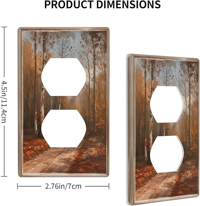 Decorative Art Light Switch Covers Maple Path 1 Gang Single Duplex Outlet Wall Plate Switchplate Electrical Faceplate for Home Decor