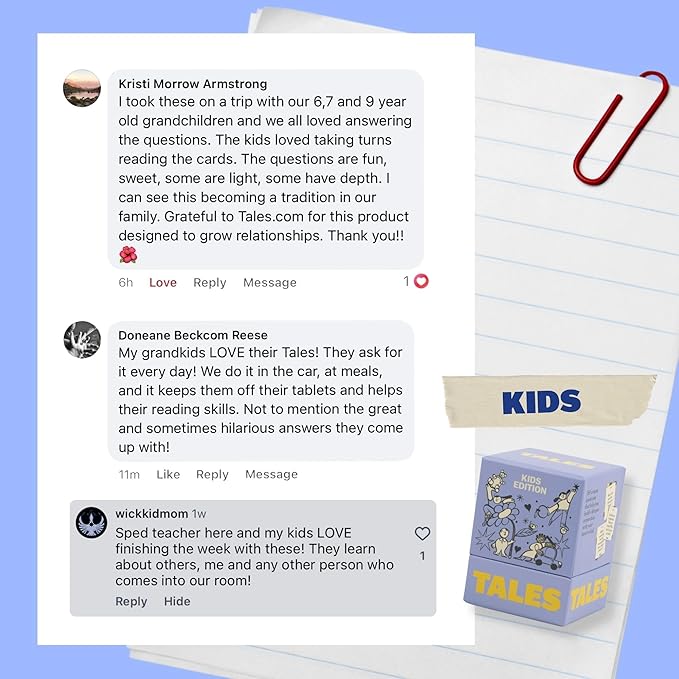 TALES 150 Conversation Cards, Kids Edition, Fun Family Games for Kids, Perfect for Dinners, Road Trips, Classrooms & Game Nights, Gifts & Gatherings, Conversation Starters to Spark Creativity