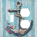 Wallplates Anchor Coastal Beach Nautical Coral 1 Toggle 1 Duplex Switch Plate Electrical Gfci Faceplate Decorative Light Switch Covers For Farmhouse Cabin Decor