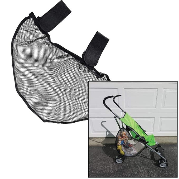 Evelots 2 Pack Bike/Stroller Storage Bag - Side Sling, Hook & Loop Easy Attach - Mesh Design, Non-Slip Straps, Additional Storage for Strollers & Bicycles, Durable Polyester, Black