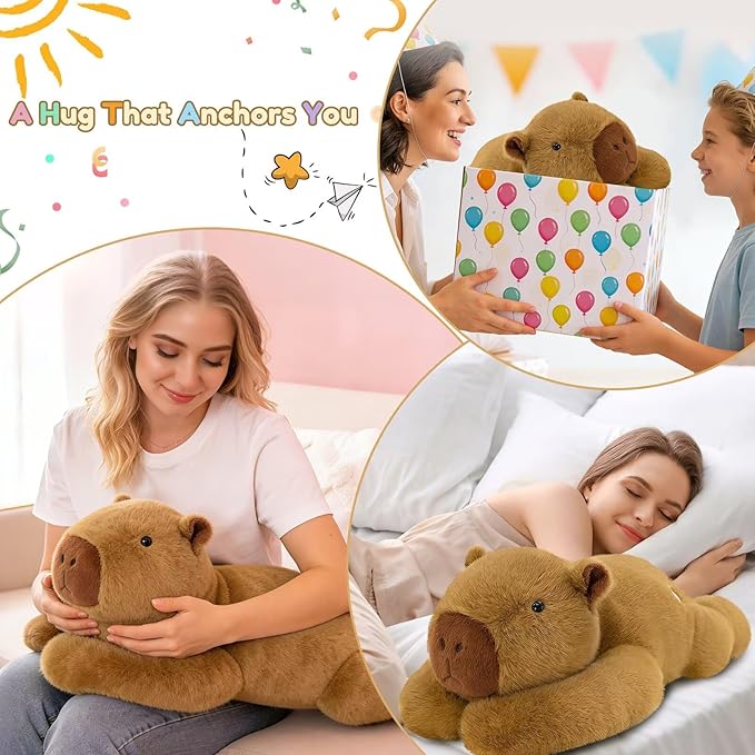 QUIRAI Capybara Plush 24" 3.3 lb Weighted Stuffed Animals, Capybara Stuffed Animal Soft Plush Pillow for Kids & Adults, Birthday & Graduation Gifts