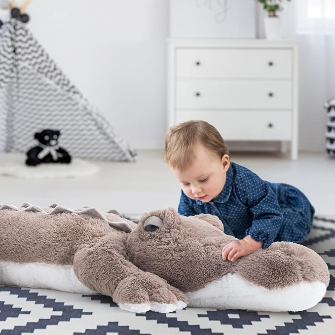 MorisMos 46 inch Giant Alligator Stuffed Animal, Soft Large Alligator Plush Pillow Toy, Big Stuffed Crocodile Gifts for Kids Boys Girls