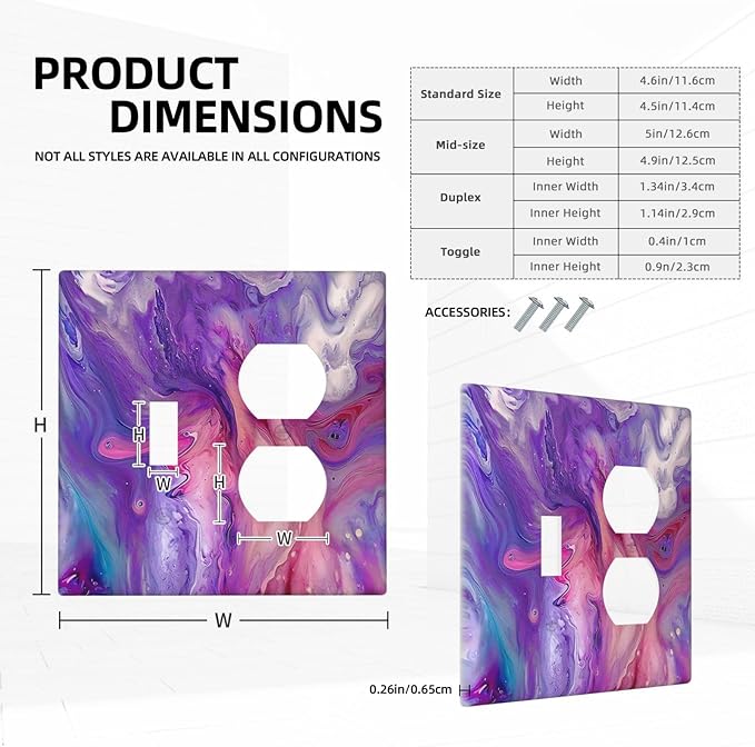 Liquid Marble Modern Abstract Texture Abstract Purple Paint Wall Art Wallplates 1 Toggle 1 Duplex Electrical Gfci Faceplate Decorative Light Switch Covers Switch Plate for Office Living Room Decor
