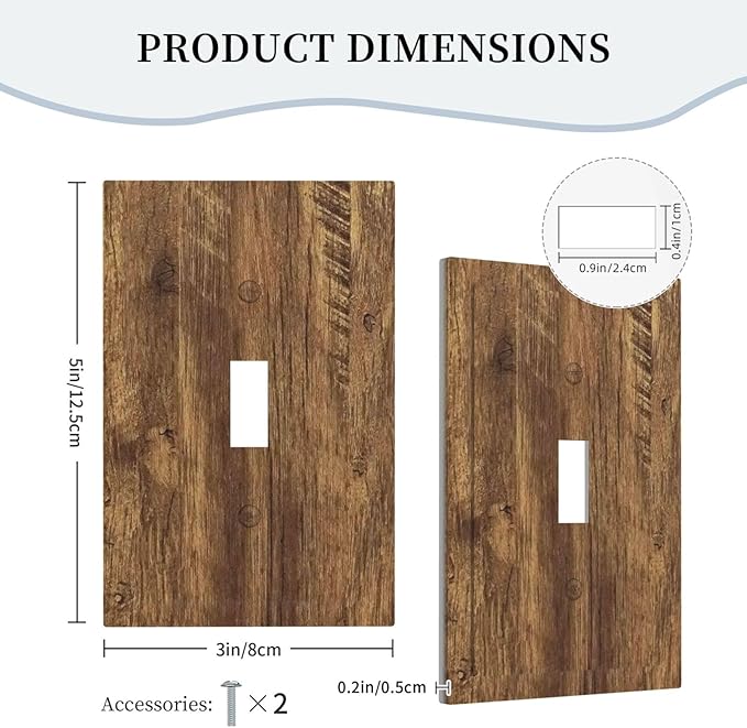 Light Switch Cover Plate Rustic Wood Grain Country Vintage Wooden Board 1 Gang Wallplate Single Toggle Outlet Covers Decorative Switch Plate Covers Electrical Faceplate for Farmhouse Home