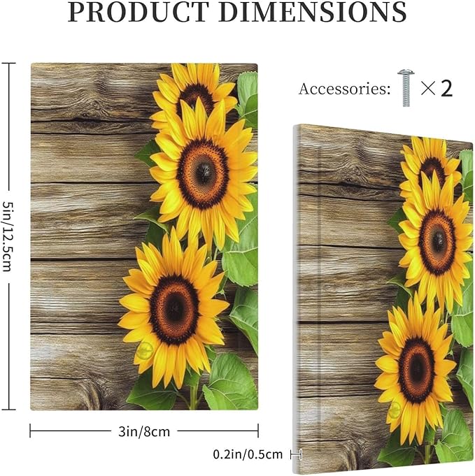 Light Switch Cover Plate Sunflowers Rustic Wood 1 Gang No Device Blank Electrical Wall Plates Faceplate Decorative Switch Plate For Farmhouse Cabin Decor