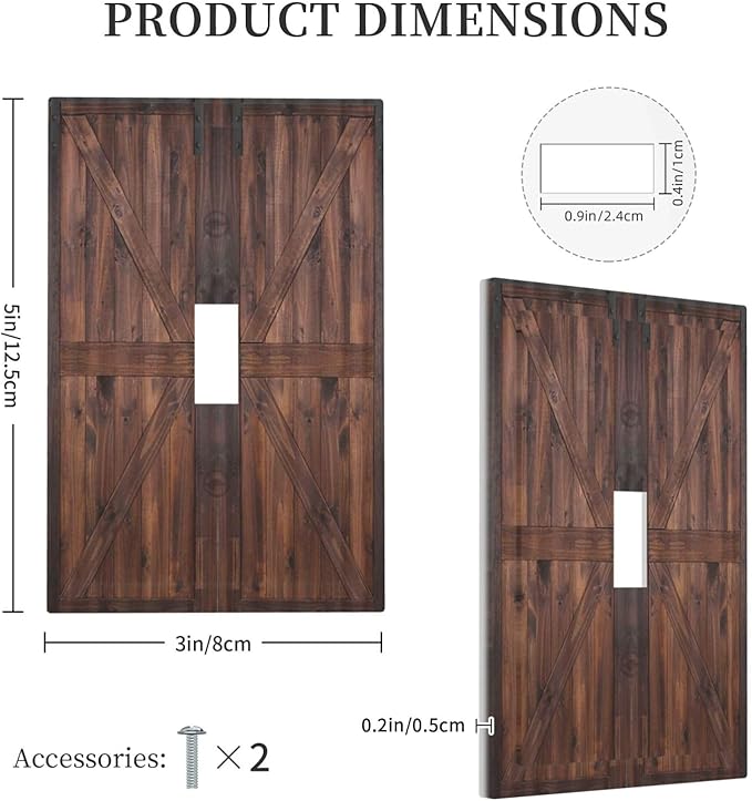 Rustic Barn Doors Vintage Brown Wood Plank Print Decorative Light Switch Cover 1 Gang Single Toggle Device Electrical Faceplate Switchplates Decorator Outlet Wall Plate for Farmhouse Home Decor