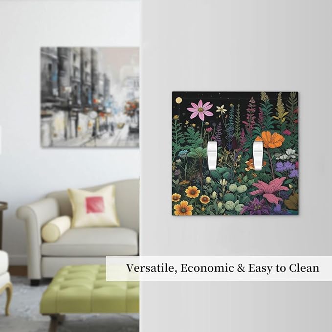 Decorative Light Switch Cover Plate Brainstorming Sketches of Weeds Wildflowers Plants 2 Gang Wall Plate Oversized Double Toggle Two Switch Wall Cover Plate Face Plate