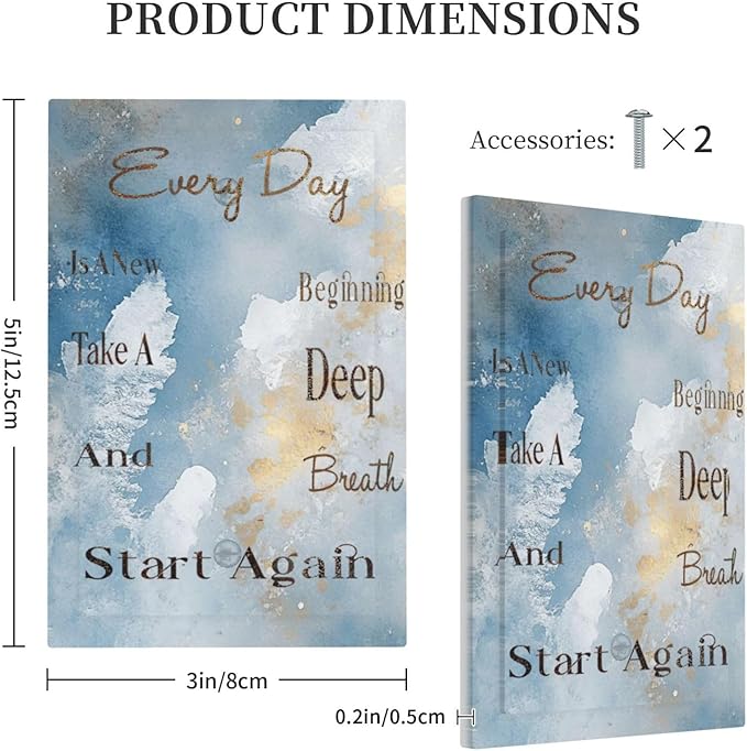 Decorative Light Switch Cover Plate Motivational Quotes Blue Abstract Texture 1 Gang No Device Single Blank Outlet Covers Wall Plates for Electrical Outlets Faceplate for Home Decor