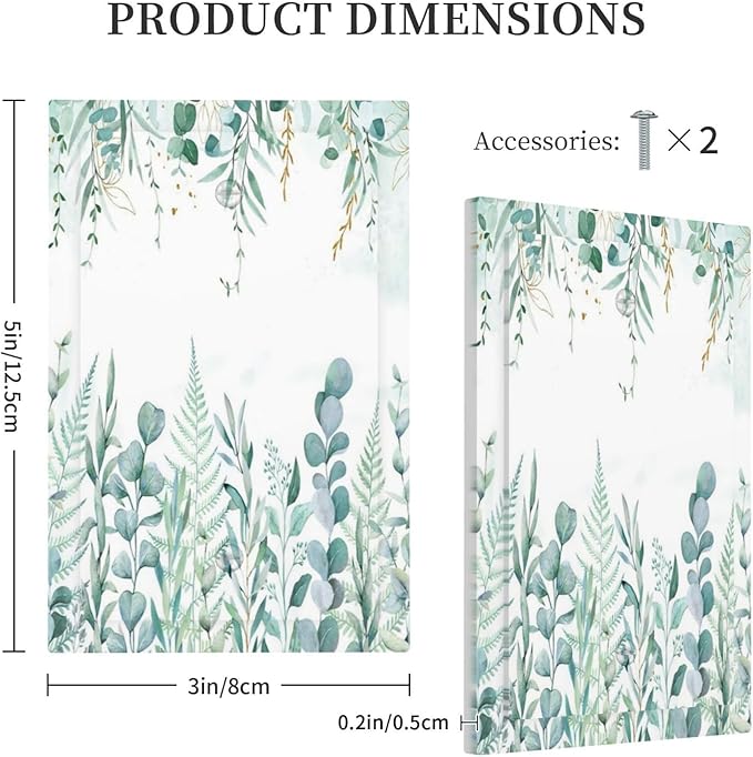 Boho Green Eucalyptus Leaf Floral Sage Flower Light Switch Cover Plate 1 Gang No Device Blank Electrical Wall Plates Faceplate Decorative Switch Plate Covers for Bedroom Living Room Decor