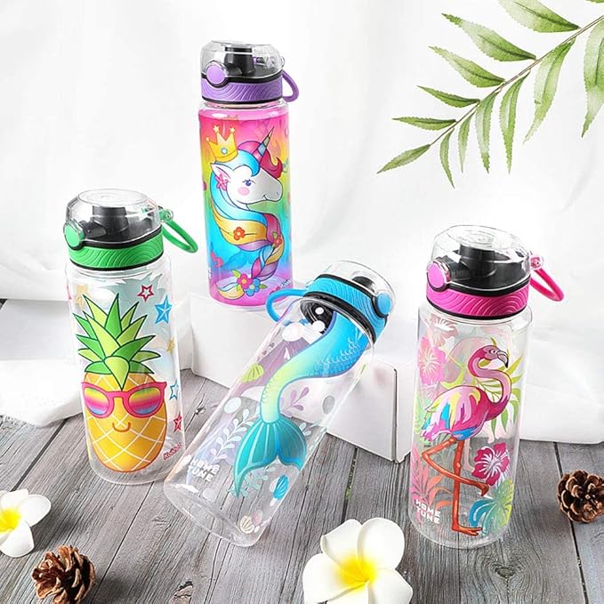 Home Tune Cute Water Bottle for School Kids Girls, BPA FREE Tritan & Leak Proof & Easy Clean & Carry Handle, 23oz/ 680ml - Unicorn