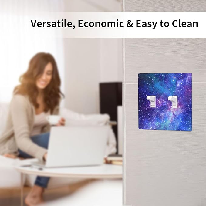 Space Galaxy Double Light Switch Cover Plates Decorative 2 Gang Wall Plate Double Toggle Lightswitch Cover