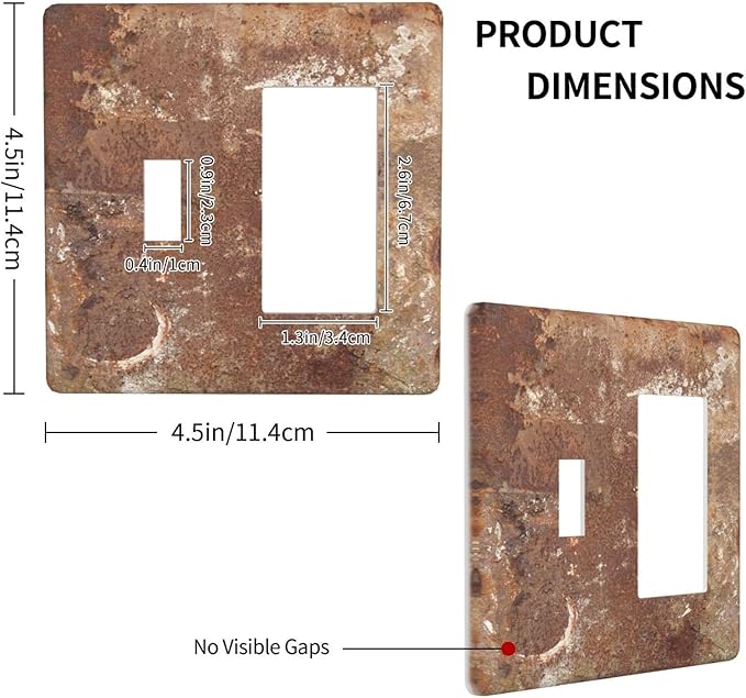 Outlet Covers Shabby Old Aged Rusty Antique Brass Metal 1 Toggle 1 Rocker Combination Decorative Wall Plate Electrical Switch Plates Light Switch Cover Plate For Farmhouse Cabin Decor