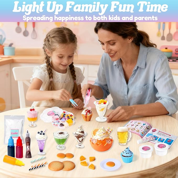 18 Minature Food Slime Kit for Girls, Mini Sweet Dessert & Drink, Arts and Crafts Set, DIY Kitchen Pretend Play Toys, Classroom Prizes Party Favors Gift for Kids Ages 8-12, NOT Edible