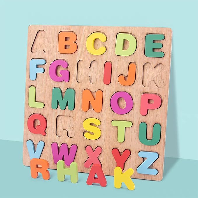 Wooden Puzzles for Toddlers, 2pack Alphabet Shape Puzzles for Kids Wooden Montessori Toddler Alphabet Number Shape for Kids 3 Years Old Boys & Girls