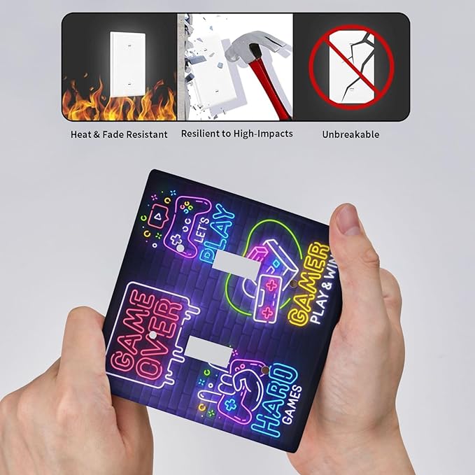 Games Funny Double Light Switch Cover Plates Decorative 2 Gang Wall Plate Double Toggle Lightswitch Cover