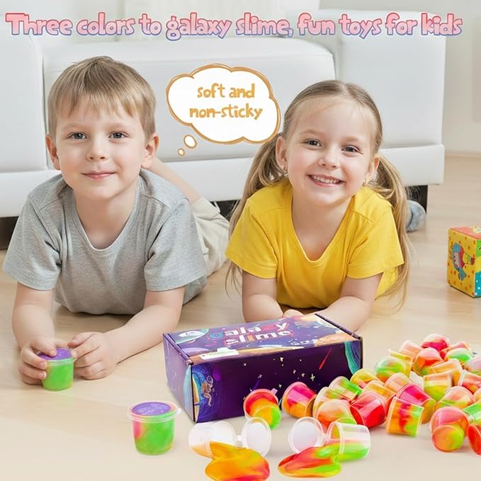 24 Pack Galaxy Slime Putty, Party Favors for Kids, Non-Sticky Galaxy Slime Packs, Party Favors for Kids Goodie Bag Stuffers, Stress Relief Toy for Girl and Boys 6 7 8 9 10 11 12