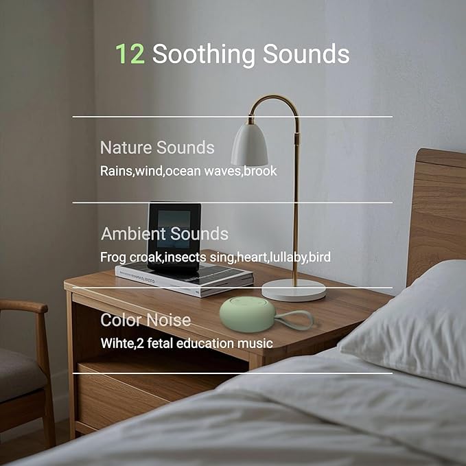 Jaroco Portable Baby Sound Machine [White Noise for Babies Kids Adults][Sleep Soother][12 Soothing Sounds] 15 Hours Battery Life, Registry Gift,Shower,Clips on Baby Stroller.Mint