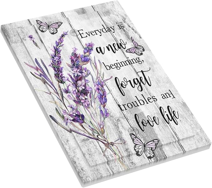 Decorative Light Switch Plate Covers Lavender Flower Purple Floral Butterfly on Plank Inspirational quotation 1 Gang No Device Single Blank Outlet Covers Wall Plate Light Switch Cover Plate