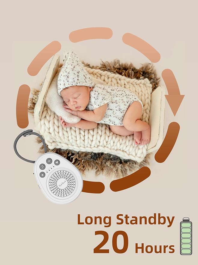 TakTark Sound Machine, Portable White Noise Soothing Sounds for Sleeping, 20 Soothing Natural Sounds, 5 Timer, Memory Function, Noise Maker for Baby Nursery Kids Adults