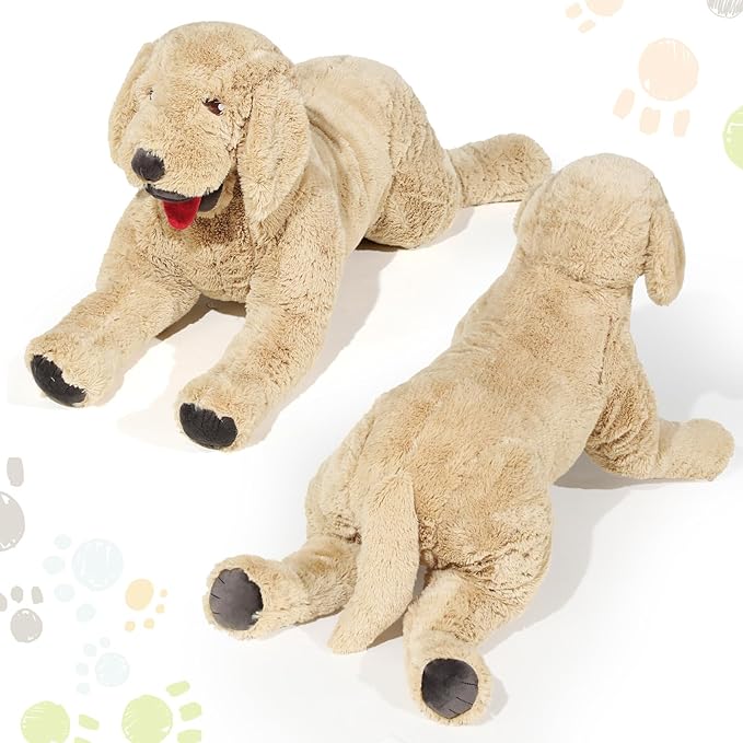 Geosar 15.7" Dog Stuffed Animals Plush, Soft Cuddly Golden Retriever Plush Toys, Large Stuffed Dog Hugging Pillow Gifts for Valentines Kids Girls Boys Birthday
