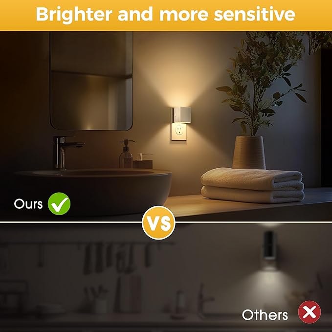 L LOHAS LED Night Light, 2 Pack Night Lights Plug into Wall, Dusk to Dawn Sensor, 0-100LM Adjustable Brightness, Soft White 3000K, Dimmable NightLight for Hallway, Bedroom, Stairway