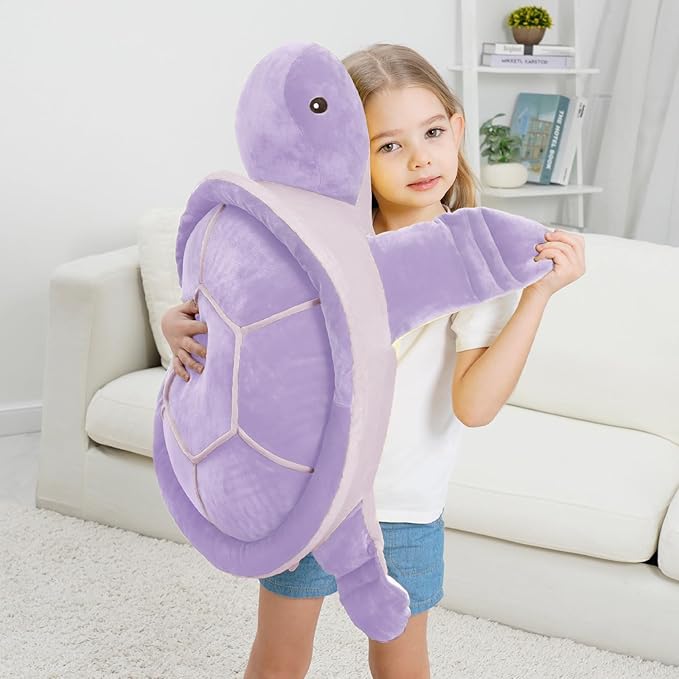 Dalmao 28 inch Big Sea Turtle Tuffed Animals Plush Toys, Large Ocean Turtle Giant Plushies Body Pillow, Gift for Kids Boy Girl Girlfriend, Birthday-Purple
