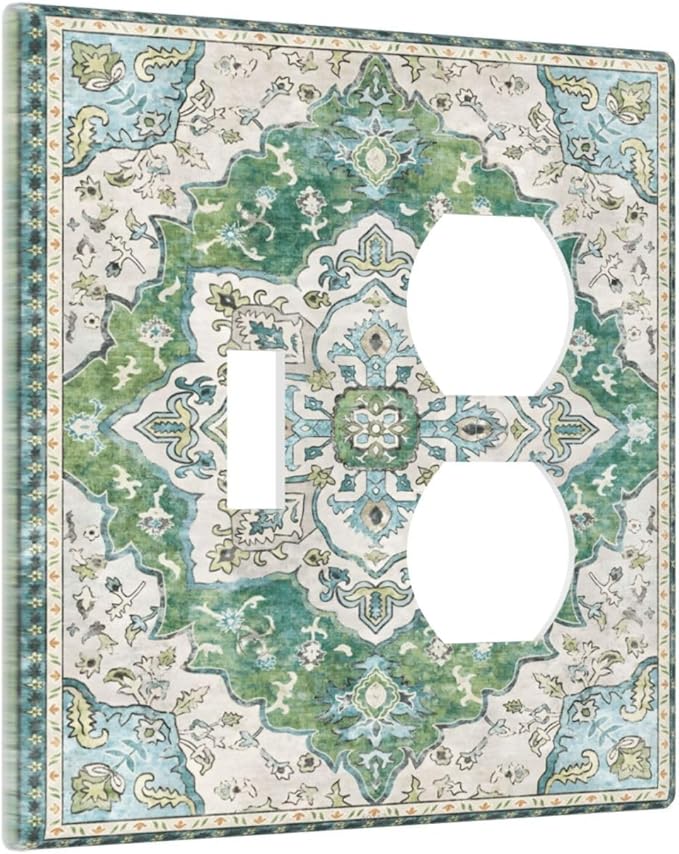 Sage Green Boho Vintage Floral Wallplates 1 Toggle 1 Duplex Switch Plate Electrical GFCI Faceplate Decorative Light Switch Covers for Bedroom Living Room Decor