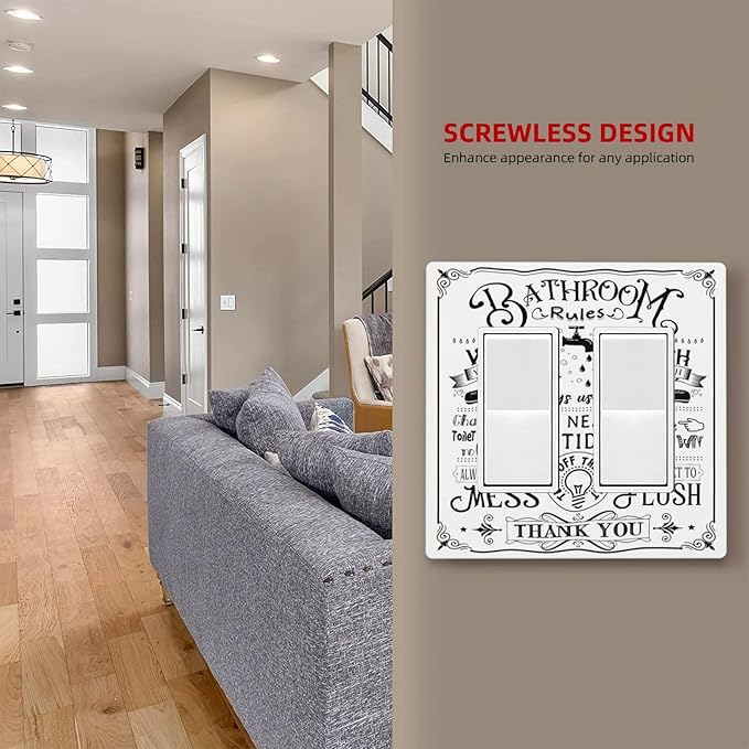 Bathroom Wash Inspirational Quote 2 Gang Double GFCI Rocker Rocker/Decorator Light Switch Cover Decorative Outlet Wall Plate Electrical Faceplate Screwless