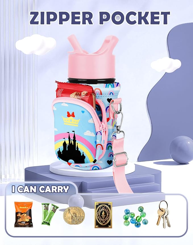 Miss Adola Water Bottle Carrier with Strap - Insulated Kids Water Bottle Holder for Boys Girls Bottle Bag for 10-18Oz