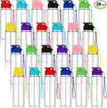 Ziliny 24 Pcs 17 oz Plastic Water Bottles Bulk Large Reusable Leak Proof Flip Top Sports Gym Water Bottles with Handle Strap for Kids and Adults for Summer School Travel