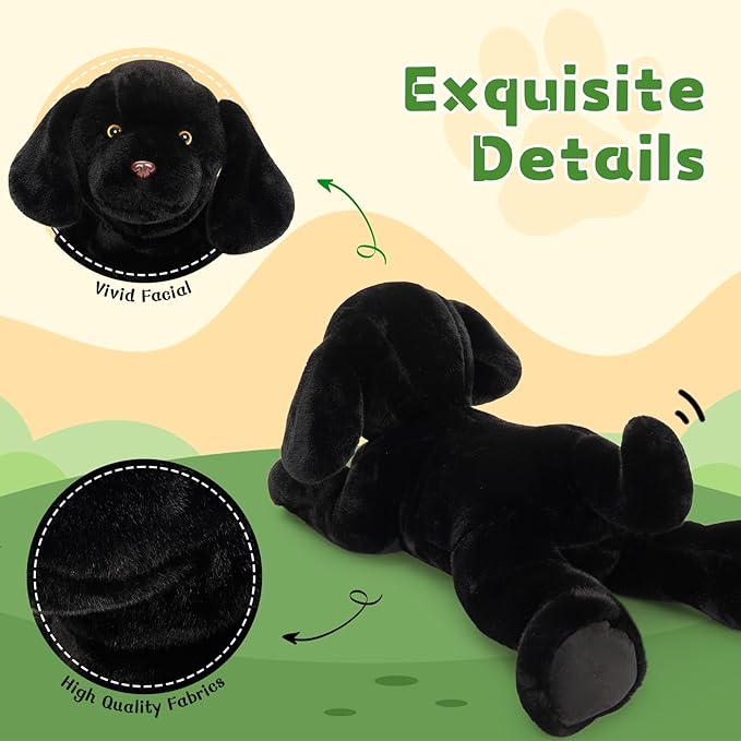 BENINY Giant Black Lab Stuffed Animal 31.5 Inch, Big Realistic Stuffed Labrador Dog Plush Toy, Puppy Throw Pillow Gift for Kids