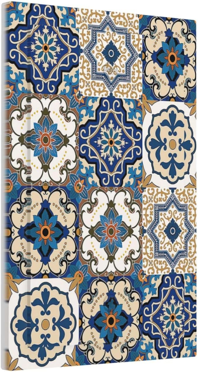 Light Switch Cover Plate Mandala Decorative Tile Talavera Moroccan Tiles 1 Gang No Device Blank Electrical Wall Plates Faceplate Decorative Switch Plate for Bedroom living Room Decor