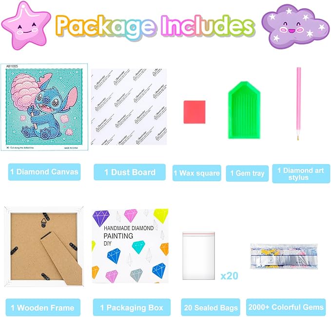 Diamond Art Kits for Kids - Arts and Crafts for Kids Ages 8-12 - Diamond Art Painting with Wooden Frame - Crafts for Kids Ages 4-8 - GEM Art for Girls Boys Adults Beginners Home Wall Decor Gifts