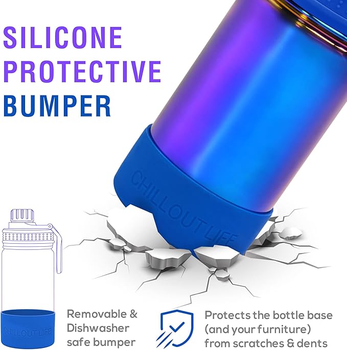 CHILLOUT LIFE 17 oz Kids Insulated Water Bottle for School with Leakproof Spout Lid and Cute Waterproof Stickers, Personalized Stainless Steel Thermos Flask Metal Water Bottle, Dishwasher Safe Color