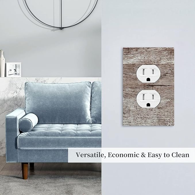 Outlet Covers Rustic Dark Grey Wood Plank Vintage Texture 1 Gang Duplex Light Switch Cover Plate Decorative Wall Plates Socket Cover Electrical Switchplate for Farmhouse Home Decor