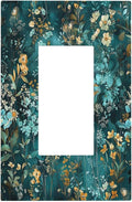 Decorative Outlet Covers Green Leaf Floral Boho Golden Flower Plant 1 Gang Single Rocker Light Switch Cover Plate Wall Plates Gfci Faceplate For Bed Room Cabin Decor