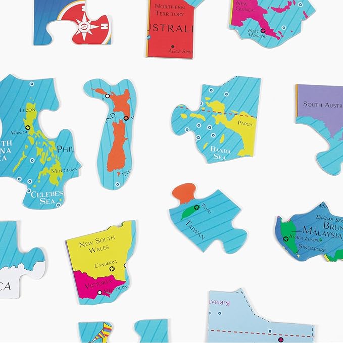 GeoToys GeoPuzzle, Australia & Oceania Jigsaw Puzzles, 50 Pc Geography Game & Map Puzzle, Educational Games & Kids Learning Activities, Puzzle Gifts for Children Ages 6-9, Fun Learning Toys for Kids