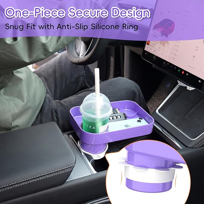 Kids Car Seat Tray, Travel Tray with Cup Holder for Toddler Baby, Kids Car Seat Food Snack Organizer for Road Trip, Stroller Snack Organizer Travel Must Haves Toddler Must Haves (Purple, 1 Pack)