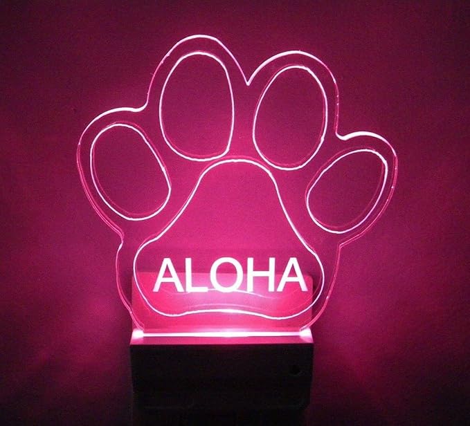 Night Light Multi Color Personalized LED Plug-in, Ultra-Slim Touch Night Light Smart Dusk to Dawn Sensor, Kids Children's Bedroom Kitchen Bathroom Hallway Play Room Variations (Paw Print)
