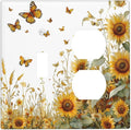 Sunflower Gold Wildflowers Summer Butterfly Wallplates 1 Toggle 1 Duplex Switch Plate Electrical GFCI Faceplate Decorative Light Switch Covers for Bedroom Living Room Decor