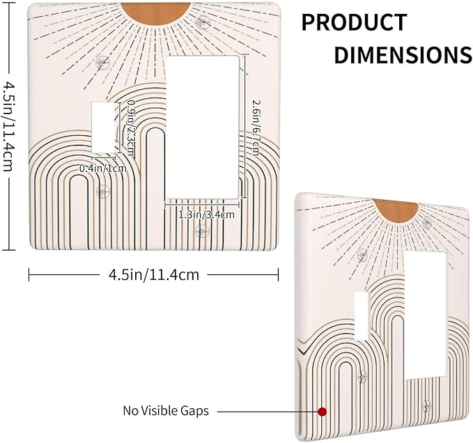 Decorative Outlet Covers Mid Century Gold Sun Minimalist Arch Line Castle 2 Gang 1 Gang Wall Plate Cover Single Toggle Rocker Combo Light Switch Plate Covers Jumbo Switch Cover
