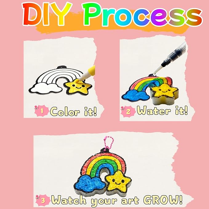 SJHSJH Aqua Puffs 3D Art Kit for Kids, Mess-Free Paint by Number Crafts with Princesses & Unicorns, DIY Color & Inflate Activity Set, Creative Travel Toy & Gift for Girls & Boys Ages 4-10