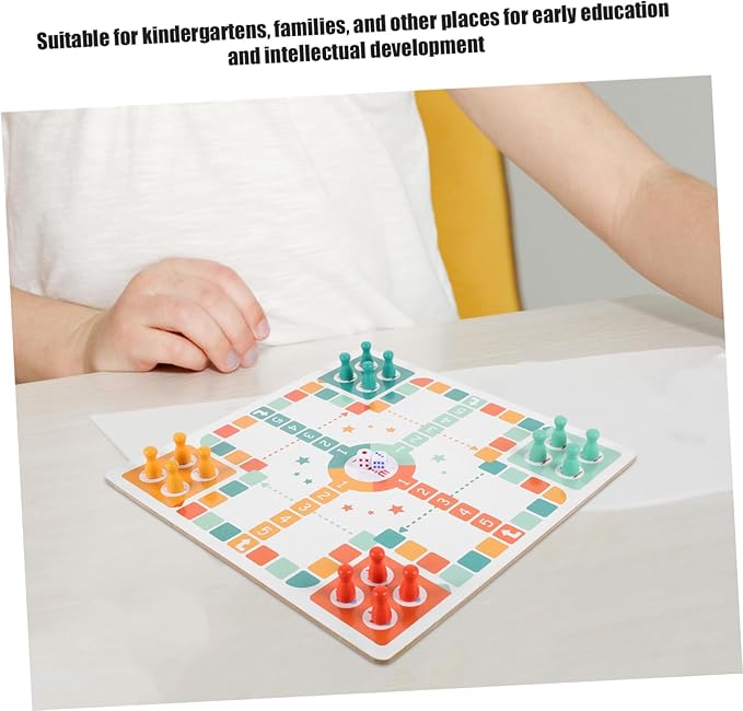ibasenice 1Set Wooden Chess Board Game for Flying Chess Snakes Ladders Educational Fun for Preschoolers for Learning Activities