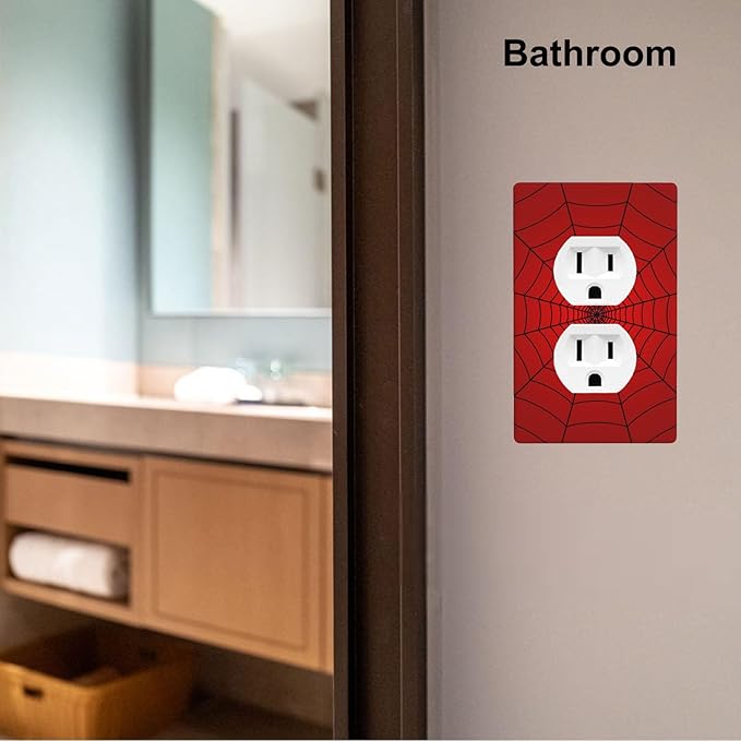 Red Spider Web 1-Gang Duplex Wall Plate, Hero Theme Cartoon Outlet Cover Decorative Faceplate for Boys Room, Game Room & Man Cave 4.50" x 2.76"